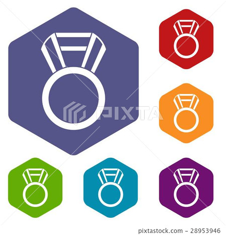 Round medal icons set Round medal icons set 28953946