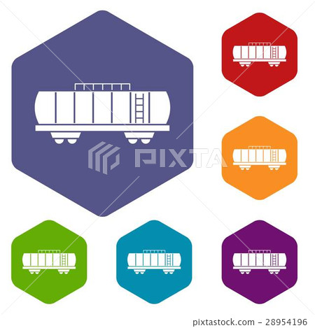 Oil railway tank icons set 28954196