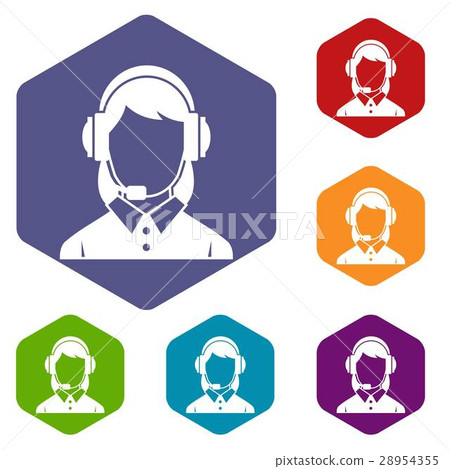Business woman with headset icons set 28954355