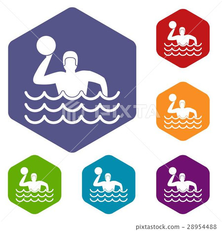 Water polo icons set Water polo icons set 28954488