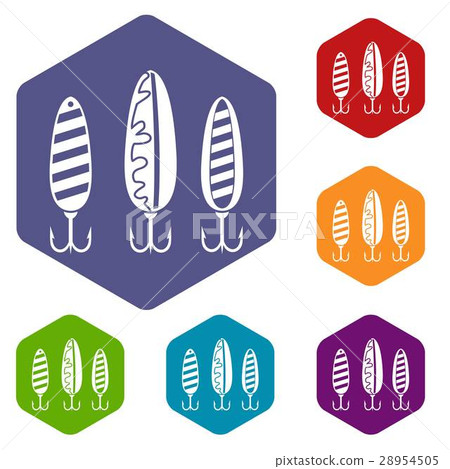 Plastic fishing lure icons set Plastic fishing lure icons set 28954505