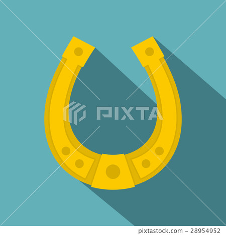 Golden horseshoe icon, flat style 28954952