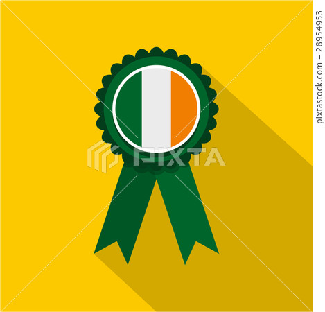 St Patrick day rosette icon, flat style 28954953