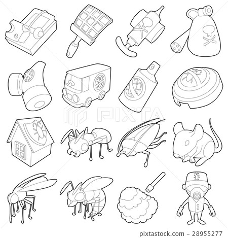 Pest control terminate icons set, outline style 28955277