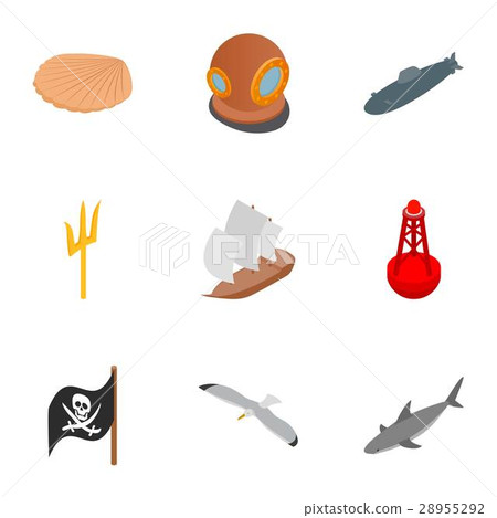 Diver icons set, isometric 3d style Diver icons set, isometric 3d style 28955292