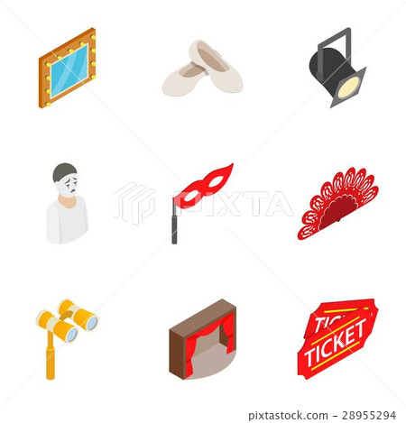 Theatre icons set, isometric 3d style Theatre icons set, isometric 3d style 28955294