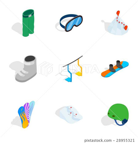 Snowboarding extreme sport icons set 28955321