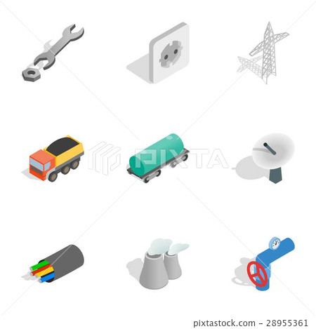 Indusry icons set, isometric 3d style 28955361
