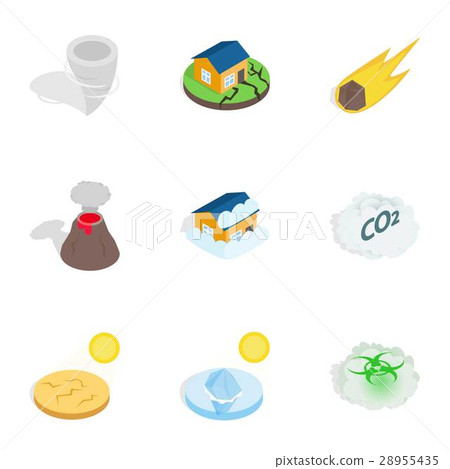 Disaster icons, isometric 3d style - Stock Illustration [28955435] - PIXTA