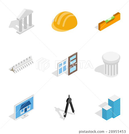 Construction and engineer icons isometric 3d style 28955453