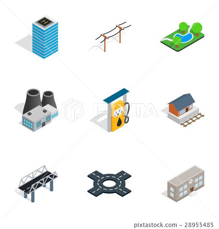 Modern city icons, isometric 3d style - Stock Illustration [28955485 ...