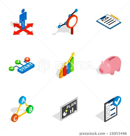 Management icons, isometric 3d style 28955496