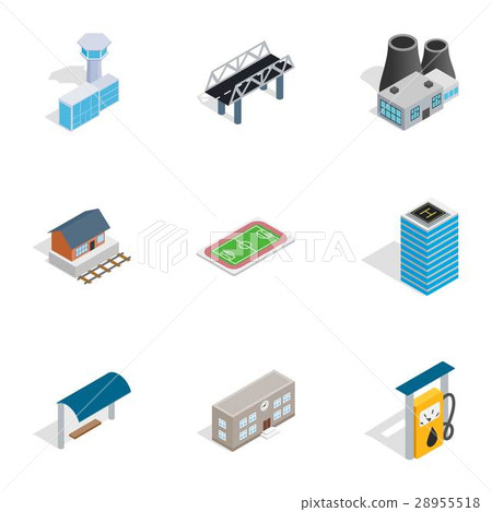 City elements icons, isometric 3d style - Stock Illustration [28955518 ...