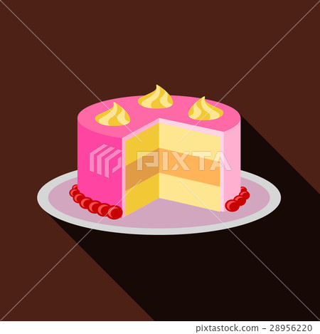 Cake icon, flat style 28956220