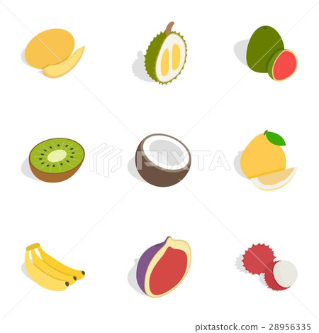 Tropical fruits icons, isometric 3d style 28956335