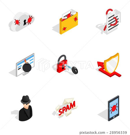 Internet security icons, isometric 3d style 28956339