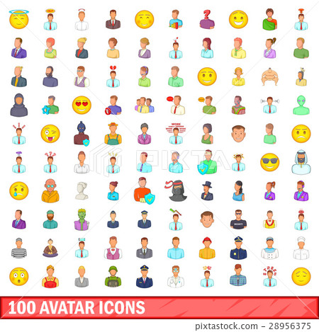 100 avatar icons set, cartoon style 100 avatar icons set, cartoon style 28956375
