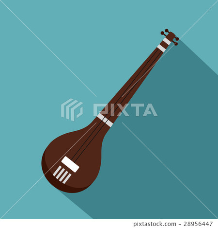 Traditional Indian sarod icon, flat style 28956447