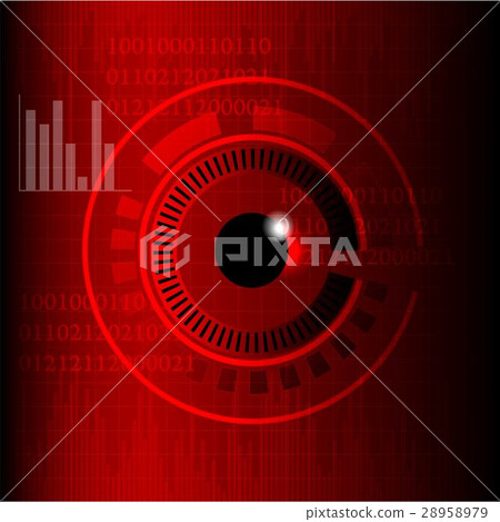 abstract eyes technology in red background 28958979
