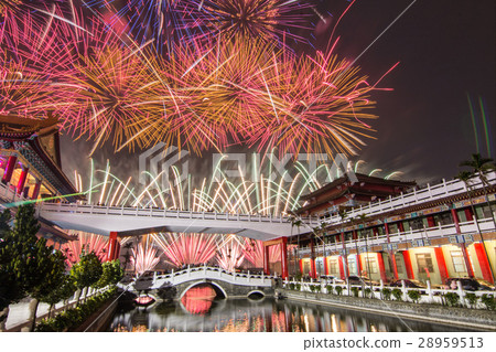 台灣台南土城正統鹿耳門聖母廟國際高空煙火 28959513