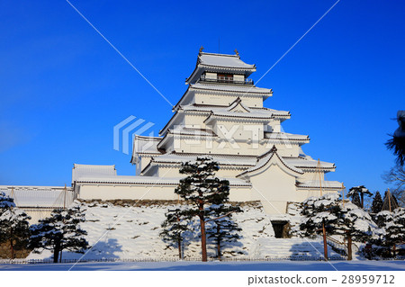 城堡Snowscape雪Aizuwakamatsu城堡雪Tsuruga城堡 28959712