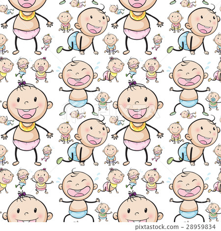 Seamless background design with babies 28959834