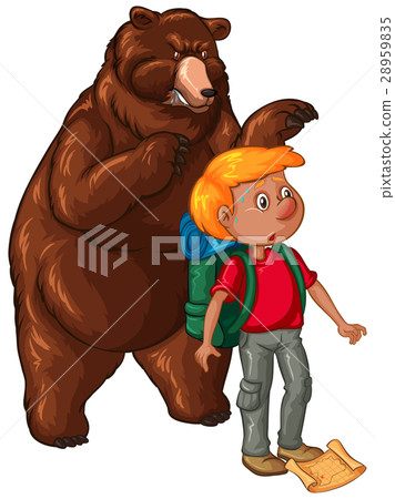 Big bear and terrified hiker 28959835