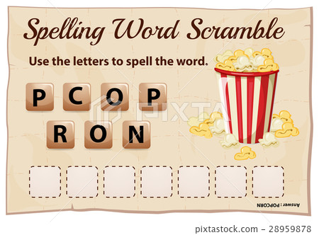 Spelling word scramble template for word popcorn 28959878