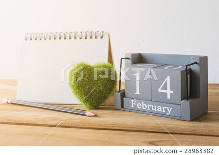 vintage wood calendar for February 14  28963382