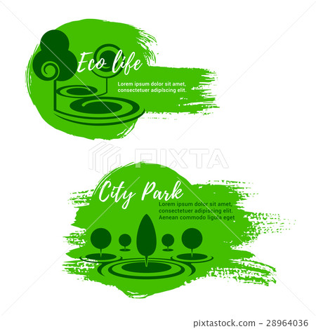 Green eco city park nature vector icons 28964036