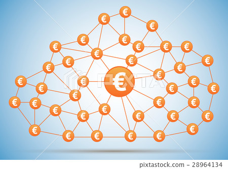 Euro money cloud with shadow on light background 28964134