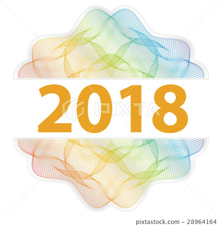 2018 Year - Guilloche rosette with text 28964164