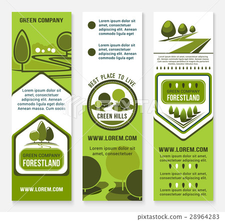 Green eco landscape design company vector banners 28964283