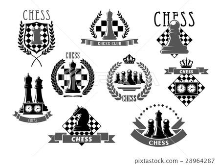 Chess club emblems and vector icons Chess club emblems and vector icons 28964287