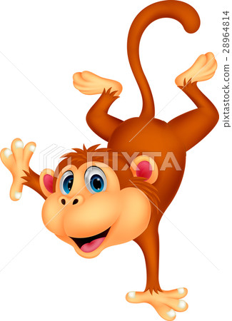 Cute monkey standing in its hand - Stock Illustration [28964814] - PIXTA