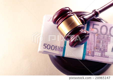 Wooden judge's gavel and euro Wooden judge's gavel and euro 28965147