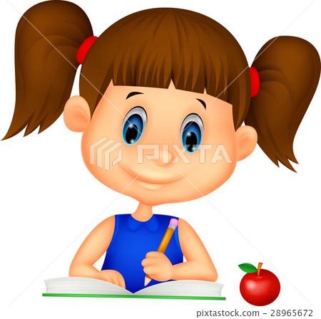 Cute girl writing on a book 28965672