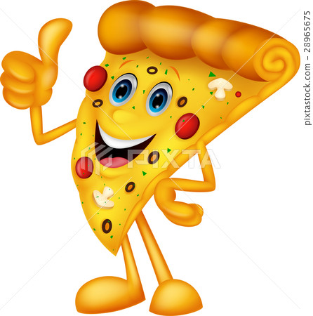 Happy pizza cartoon with thumb up 28965675