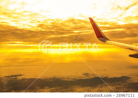 Sunset sky from the airplane window 28967111