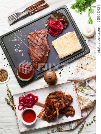 steak grill,  ribs, graphite board, still-life fro 28968428