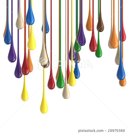 3D multicolor colorful glossy paint drop blobs 28970360