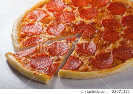 pepperoni pizza in still life close-up pepperoni pizza in still life close-up 28971351