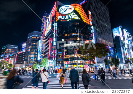 [東京]銀座/壽屋橋十字路口[夜景] 28972277