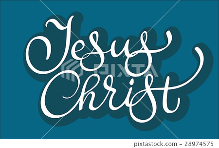 vector text Jesus Christ on blue background 28974575