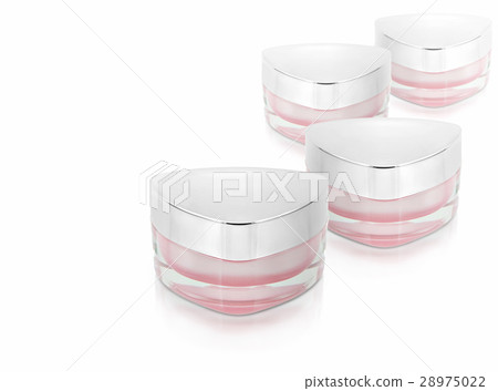 Many pink triangle cosmetic jar on white backgroun Many pink triangle cosmetic jar on white backgroun 28975022