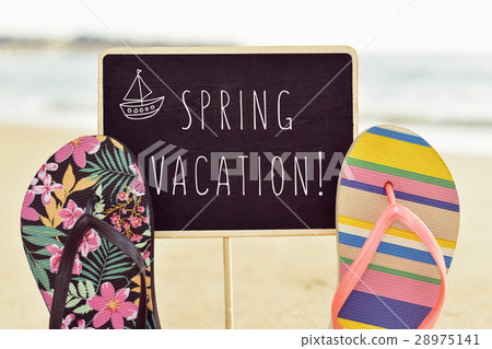 text spring vacation in a signboard text spring vacation in a signboard 28975141
