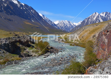 Beautiful mountain landscape with river in Altay 28975360