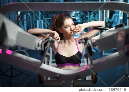 Beautiful girl take breath during fitness workout 28976646