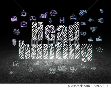 Business concept: Head Hunting in grunge dark room Business concept: Head Hunting in grunge dark room 28977104