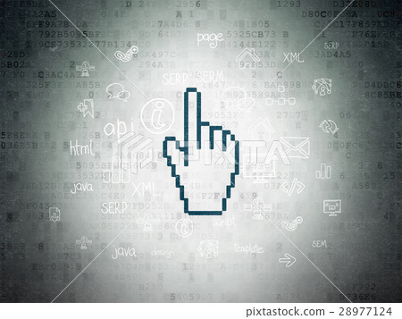 Web design concept: Mouse Cursor on Digital Data - Stock Illustration ...
